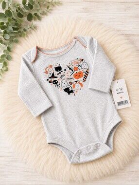 Size 6-12 month Kitty pumpkin Halloween onesie NWT